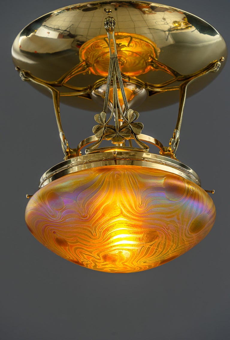 Jugendstil ceiling lamp with loetz glass shade vienna around 1908 – Kica  Jugendstil
