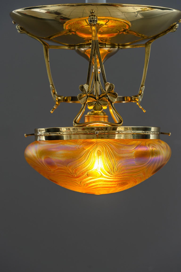 Jugendstil ceiling lamp with loetz glass shade vienna around 1908 – Kica  Jugendstil